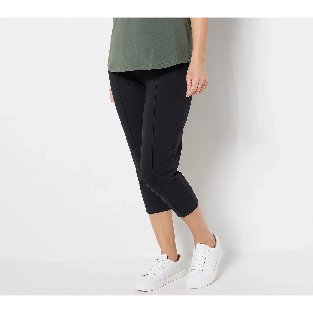 Denim & Co. Regular Active French Terry Crop Pant Black, Large #21.